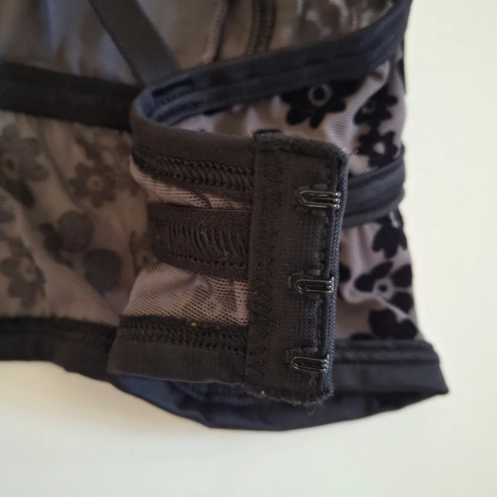 Victorias Secret PINK Gray Purple Black Floral Velvet Bralette Large WhimsyGoth